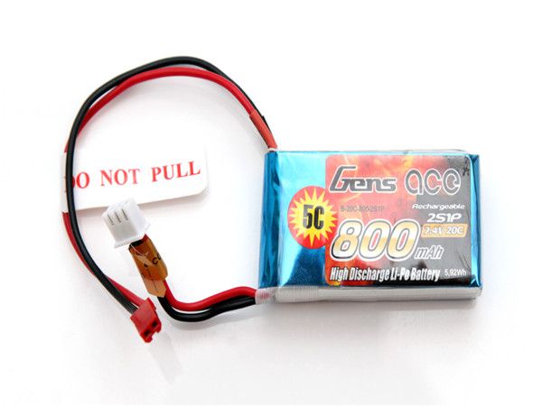 GENS ACE 800mAh 7.4V 20C 2S1P LIPO BATTERY